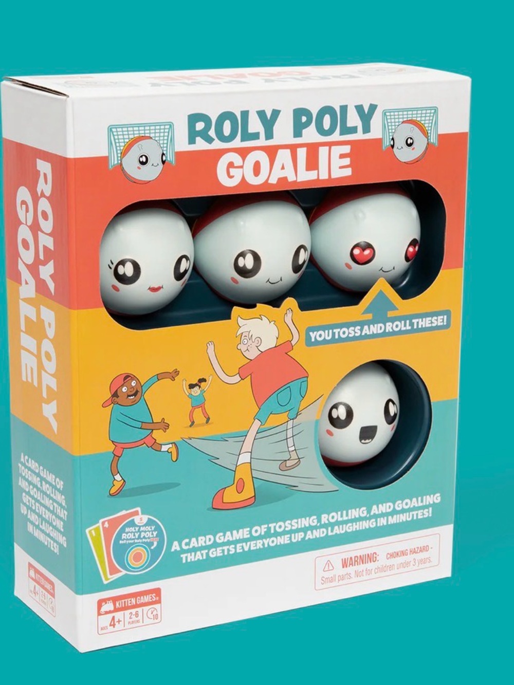 Roly Poly Goalie Tossing Game - White & Red Character Balls